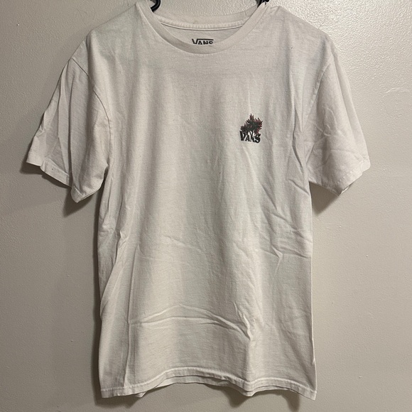 Vans Other - Vans White Short Sleeve Tee with Small Flame Chest Logo